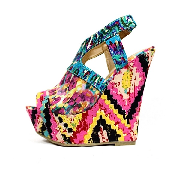 BAMBOO Shoes - Strappy Open Toe Platform Women Wedge Shoes Sandal